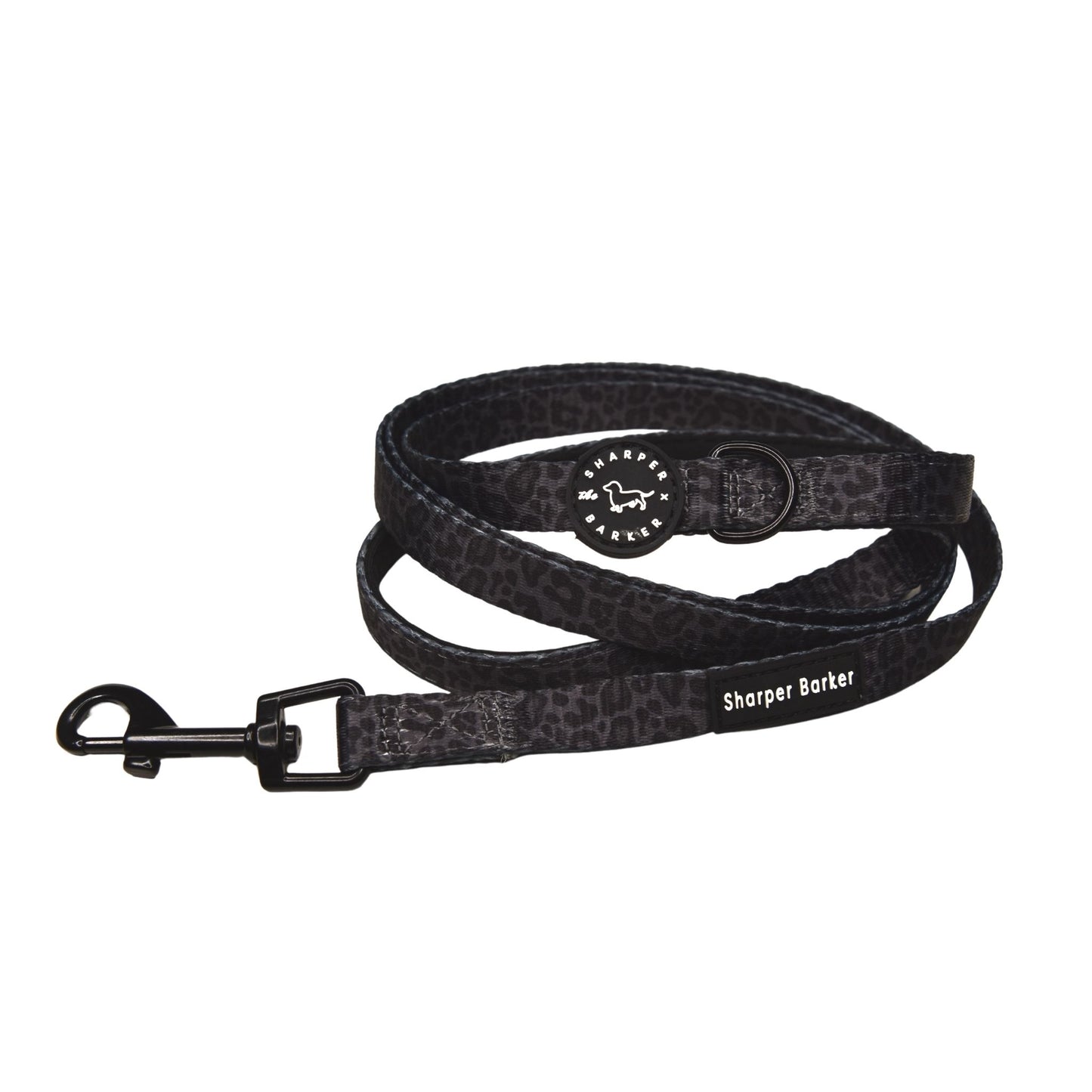Comfort Handle Black Leopard Leash 5 Foot