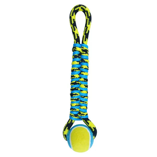 Paracord Rope Twisted Tugs With Tennis Ball Dog Toy