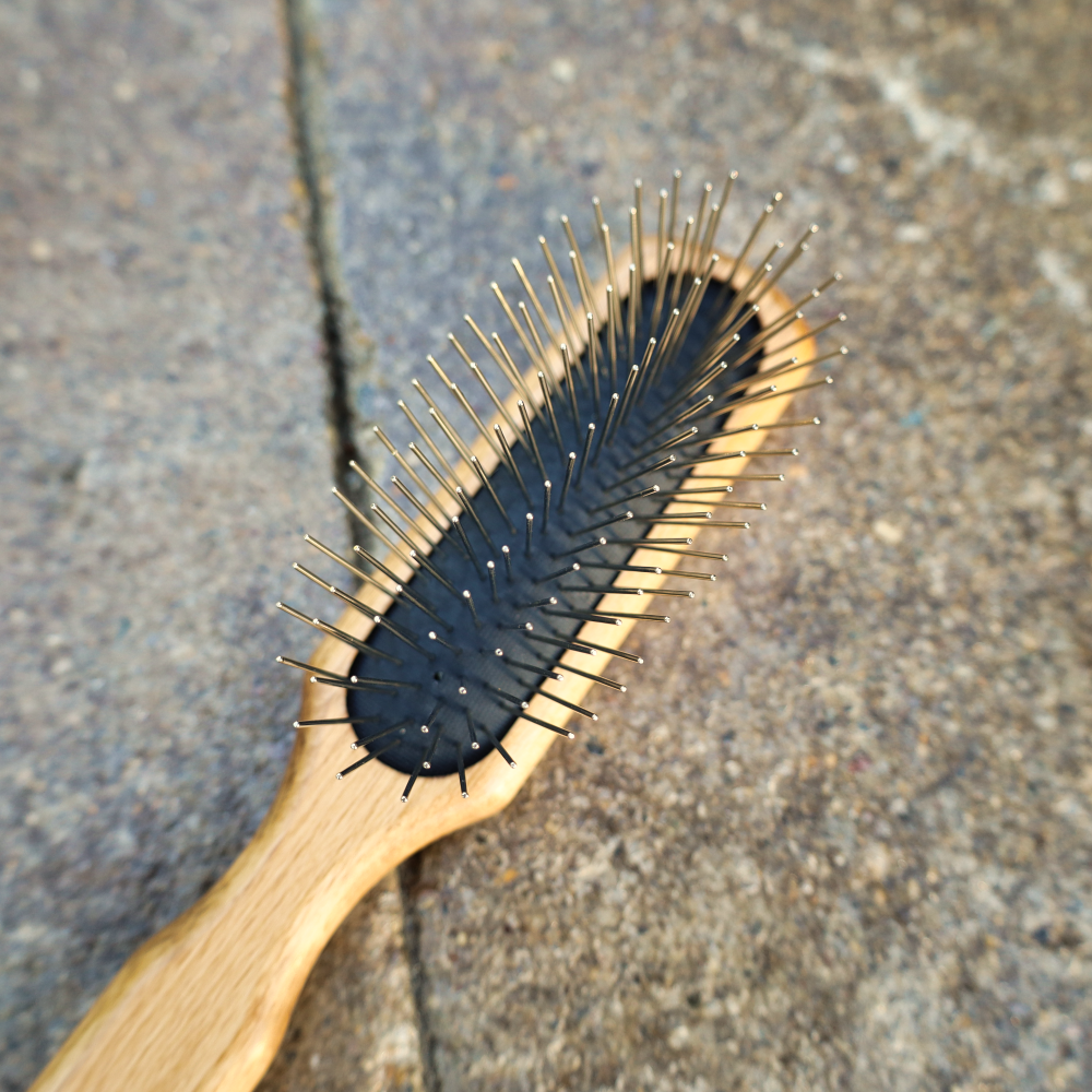 oblong wooden pin brush