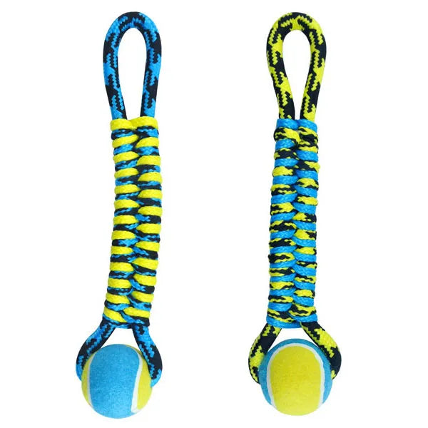 Paracord Rope Twisted Tugs With Tennis Ball Dog Toy