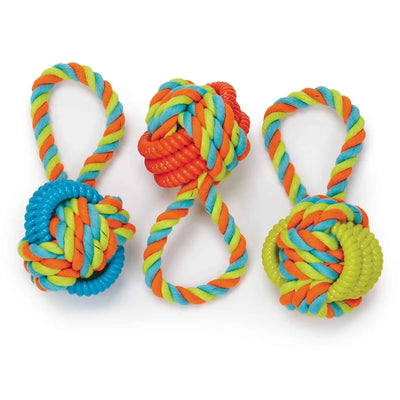 Rope Ball Tug With TPR Rings Dog Toy
